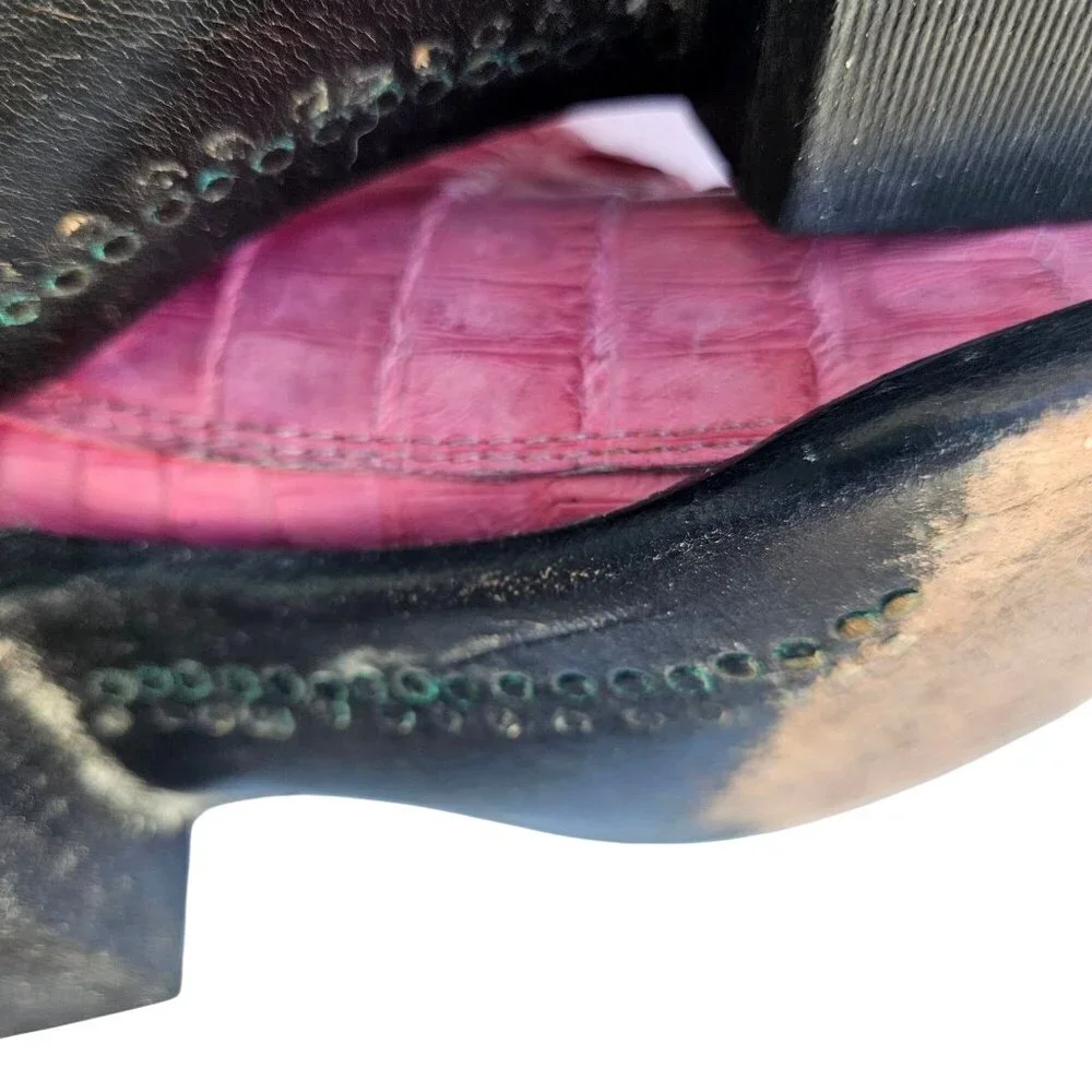 Vintage 90s Los Altos Pink Genuine Crocodile Western Cowboy Boots Women Sz 7 - Picture 13 of 16